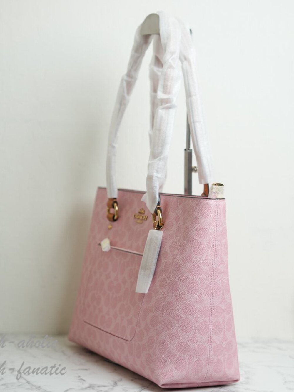 COACH CEA21 Station Tote Bag In Signature Canvas Leather Powder Pink NWT - Picture 4 of 11